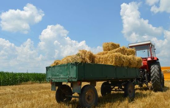 traktor prikolica bale