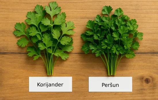 Razlika između lista korijandera i peršuna izbliza